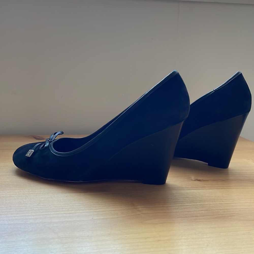 Coach Black Suede Wedge Shoes. - Picture 3 of 16